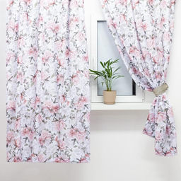 Комплект штор для кухни с подхватами Этель Пионы 145?180 см-2 шт., 100% п/э