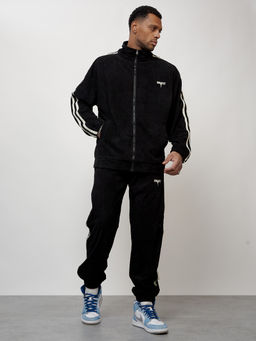 Спортивный костюм мужской модный из микровельвета черного цвета 15015Ch - Mtforce фото 9