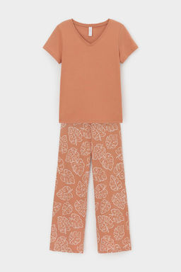 Е 20075/24/пробковое дерево,тропические листья пижама жен