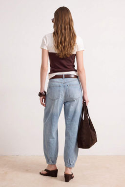 _ok renkli Fitted/V_cuda Oturan K_sa Kollu _rme Pamuklu Esnek _rme T-shirt TWOSS26TS00298 - Trendyolmilla фото 3