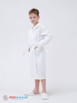 Детский вафельный халат с капюшоном белый В-07 (9)