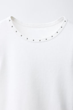 CAMISETA TACHAS BAJO LACE / Blanco - Zara фото 3