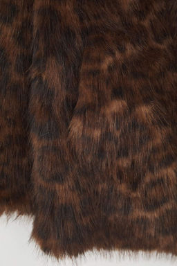 Cok Renkli Leopar Desenli Oversize Kal?p Kurk Mont TWOAW26MO00060