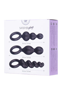 Набор анальных плагов Satisfyer, силикон, чёрный, 13,5 см.  фото 16
