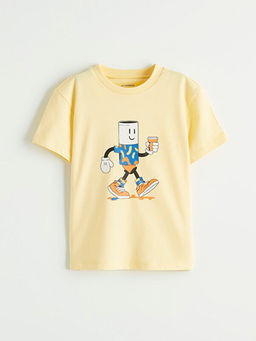 Bisiklet Yaka Bask?l? Erkek ?ocuk Ti??rt