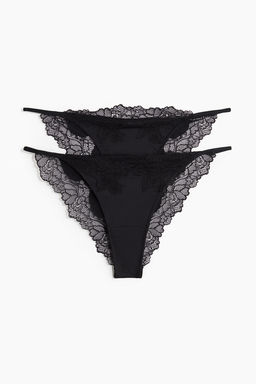 Pack de 2 bragas Thong de microfibra y encaje - H&m фото 4