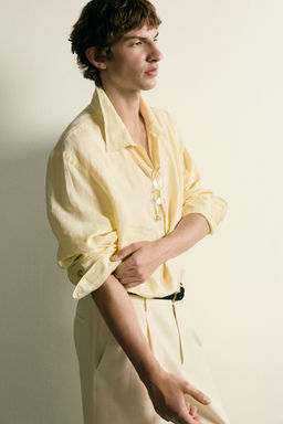 CAMISA POLO 100% LINO / Amarillo pastel - Zara фото 5