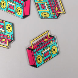 Цена за 4 шт. Декор для творчества акрил двусторонний «Магнитофон», 4.1×3×0.2 см
