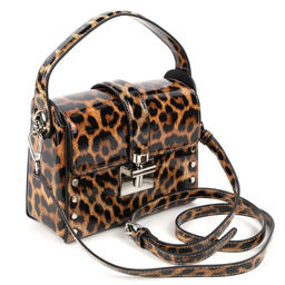 Маленькая женская кожаная леопардовая каркасная сумка с одной ручкой 0168-11 - Cidirro фото 2