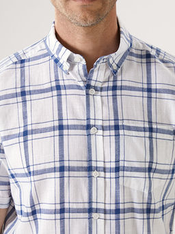 Regular Fit K?sa Kollu Ekose Poplin Erkek G?mlek