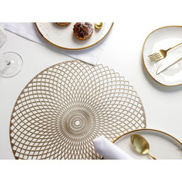Набор салфеток сервировочных на стол Доляна Вира, 4 шт, d=38 см, цвет золотой  фото 13