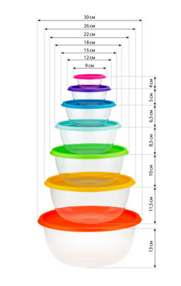 Набор мисок 7 пр Радуга, арт. М1310