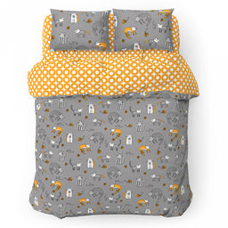 Постельное белье, комплект 2-х спальный "Цап-царап", 4 предмета: пододеяльник на пуговицах 175х215см, евро-простыня 220х240см, 2 наволочки 70х70см, поплин 115г/м2, хлопок 100%, упаковка "классическая" ПВХ 32х41см, "Домашняя мода" (Россия)