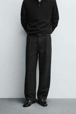 COTTON-LYOCELL PLEATED TROUSERS