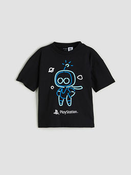 Bisiklet Yaka Bask?l? Erkek ?ocuk Ti??rt