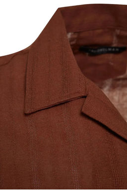 TRENDYOL MAN Kahverengi Regular Fit Dokulu Yazl?k Keten Gorunumlu TMNSS23GO00070 - Trendyolmilla фото 14