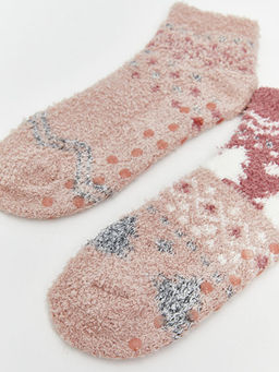 Desenli Kayd?rmaz Taban Kad?n Ev ?orab? 2li