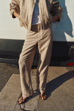 FAUX SUEDE STRAIGHT-LEG TROUSERS - Zara фото 2