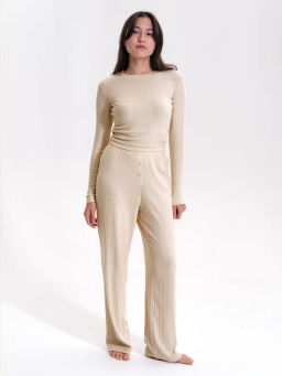 PELICAN, брюки женские, Молочный  фото 3