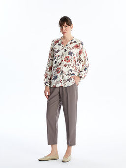 Kad?n Beli Lastikli D?z Pantolon