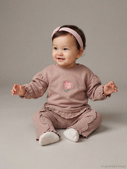 Bisiklet Yaka K?z Bebek Sweatshirt ve Tayt