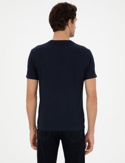 Темно-синяя приталенная футболка с круглым вырезом - Cacharel фото 5