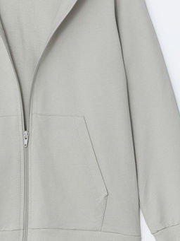 Kap??onlu K?z ?ocuk Fermuarl? Sweatshirt