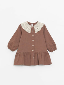 Bebe Yaka K?sa Kollu K?z Bebek Elbise