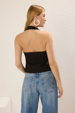 Trendyolmilla K?rm?z? Regular Regular Halter Yaka Tek Dugmeli Yelek TWOSS25YE00087 фото 7