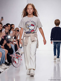 Bisiklet Yaka Hello Kitty Bask?l? K?z ?ocuk Ti??rt