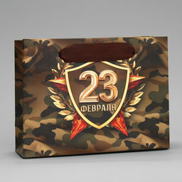 Цена за 2 шт. Пакет подарочный ламинированный, упаковка, С 23 февраля, S 15?12?5.5 см