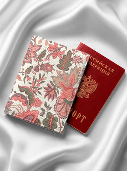 Кожаная обложка для паспорта с принтом wh-LeatherCover-olga-boho_flowers