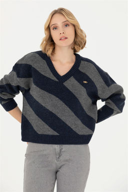 U. S. Polo Assn Женский темно-синий свитер с v-образным вырезом
