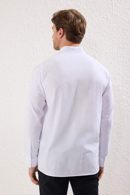 TRENDYOL MAN Beyaz Regular Fit Keten Gorunumlu Nak?sl? %100 Pamuk Flam Yazl?k Erkek Gomlek TMNSS25GO00052 - Trendyolmilla фото 3