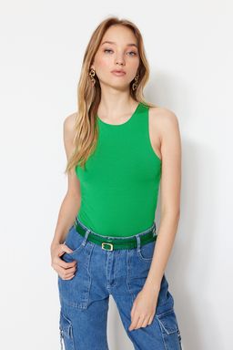 Yesil Halter Yaka Vucuda Oturan Esnek Alttan C?tc?tl? Orme Body TWOSS20BD0044