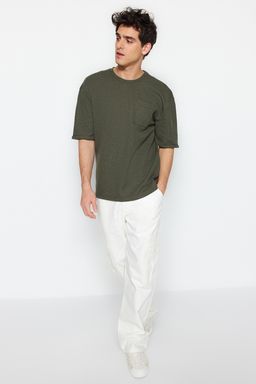 TRENDYOL MAN Siyah Oversize/Genis Kesim K?sa Kol Cepli Etiket Detayl? T-Shirt TMNSS23TS00077 - Trendyolmilla фото 9