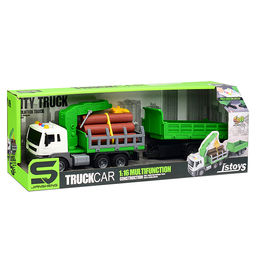 Машина "Лесовоз" с прицепом, на батарейках, в коробке