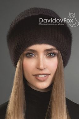 Шапка Камелия норка трикотаж кофе градэ