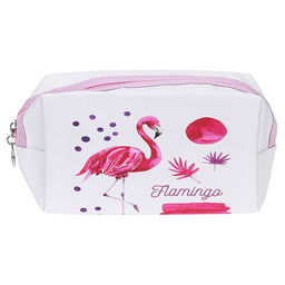 "Модница" Косметичка 18х7х10см, искуственная кожа, на молнии, фламинго (Китай)