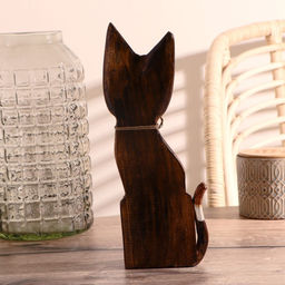 Сувенир «Кошка с бантом, ушки в горошек», 30×10×3 см, дерево