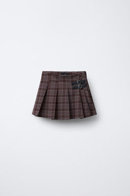 CHECKED BERMUDA SKORT WITH BUCKLES