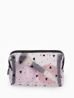 Косметичка дор Сердца, сетка 18*7,5*10, отд на молнии, белый