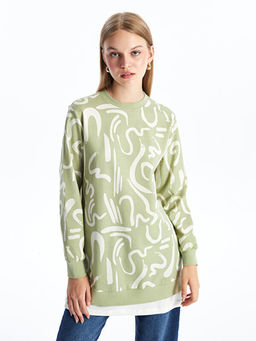 Bisiklet Yaka Desenli Kad?n Sweatshirt Tunik