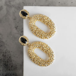 Серьги ассорти «Море», овал, чёрные в золоте