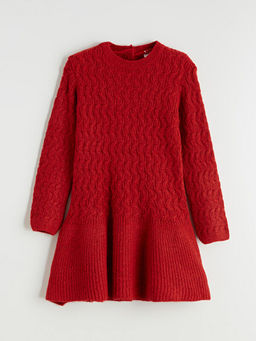 Bisiklet Yaka K?z ?ocuk Triko Elbise