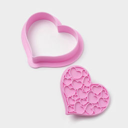 Печати для теста и мастики Доляна Сердечки, пластик, набор 6 предметов: пресс, печать 5 шт., розовые
