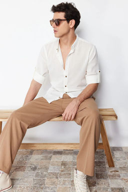 Ekru Hakim Yakal? Slim Fit Gomlek TMNSS24GO00050