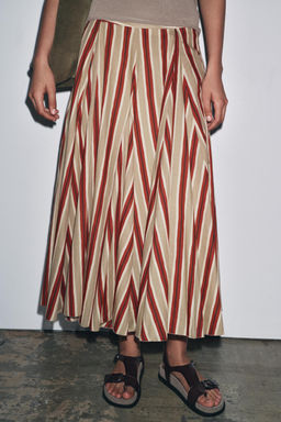 ZW COLLECTION STRIPED MIDI SKIRT - Zara фото 11