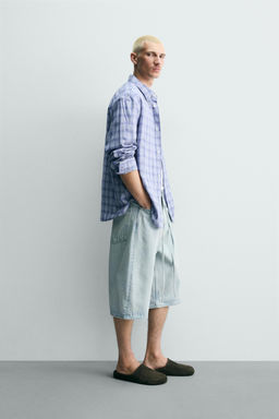 JORTS DENIM BAGGY FIT BORDADOS / Azul claro - Zara фото 4