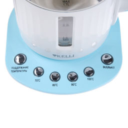 Чайник эл. 1,7 л (70-80-90-100*С) стекл. бело-серый Kelli, арт. 1373-KL - Полимербыт фото 4